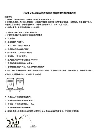 2023-2024学年菏泽市重点中学中考四模物理试题含解析.doc