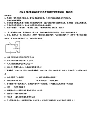 2023-2024学年衡阳市逸夫中学中考物理最后一模试卷含解析.doc