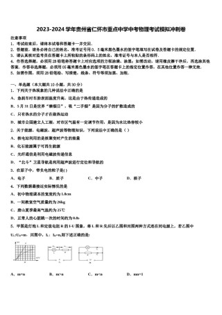 2023-2024学年贵州省仁怀市重点中学中考物理考试模拟冲刺卷含解析.doc
