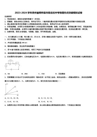 2023-2024学年贵州省桐梓县市级名校中考物理对点突破模拟试卷含解析.doc