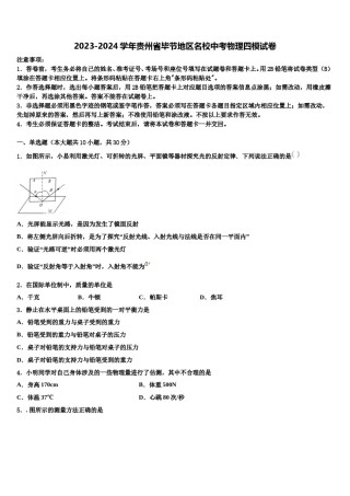 2023-2024学年贵州省毕节地区名校中考物理四模试卷含解析.doc