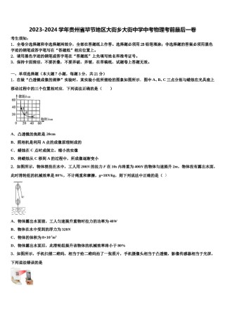 2023-2024学年贵州省毕节地区大街乡大街中学中考物理考前最后一卷含解析.doc
