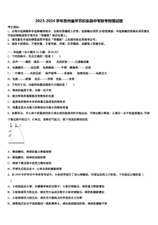 2023-2024学年贵州省毕节织金县中考联考物理试题含解析.doc