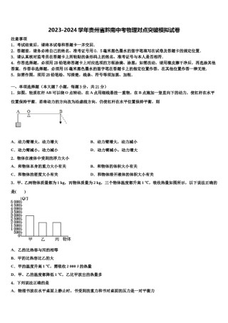 2023-2024学年贵州省黔南中考物理对点突破模拟试卷含解析.doc