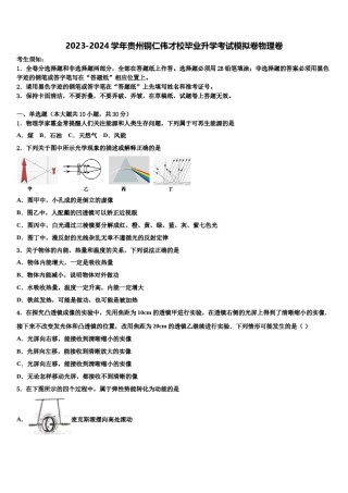 2023-2024学年贵州铜仁伟才校毕业升学考试模拟卷物理卷含解析.doc