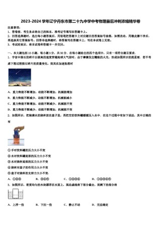 2023-2024学年辽宁丹东市第二十九中学中考物理最后冲刺浓缩精华卷含解析.doc