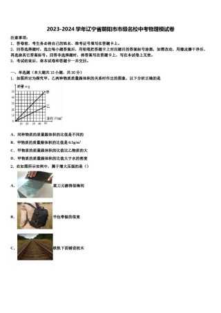 2023-2024学年辽宁省朝阳市市级名校中考物理模试卷含解析.doc