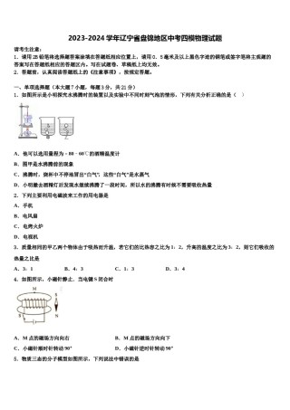 2023-2024学年辽宁省盘锦地区中考四模物理试题含解析.doc