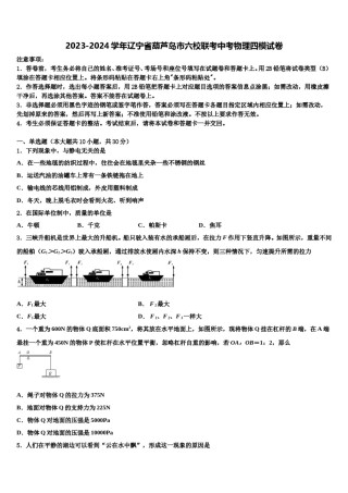 2023-2024学年辽宁省葫芦岛市六校联考中考物理四模试卷含解析.doc