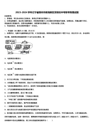 2023-2024学年辽宁省锦州市新海新区实验校中考联考物理试题含解析.doc