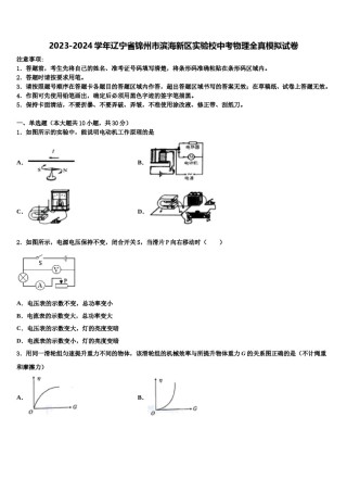 2023-2024学年辽宁省锦州市滨海新区实验校中考物理全真模拟试卷含解析.doc