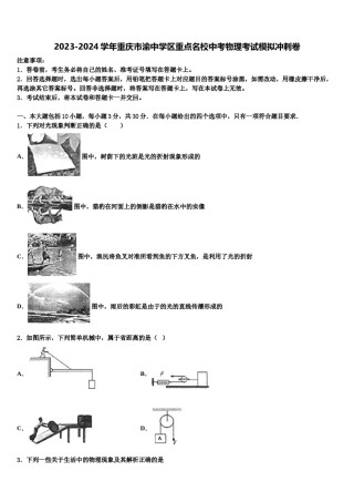 2023-2024学年重庆市渝中学区重点名校中考物理考试模拟冲刺卷含解析.doc