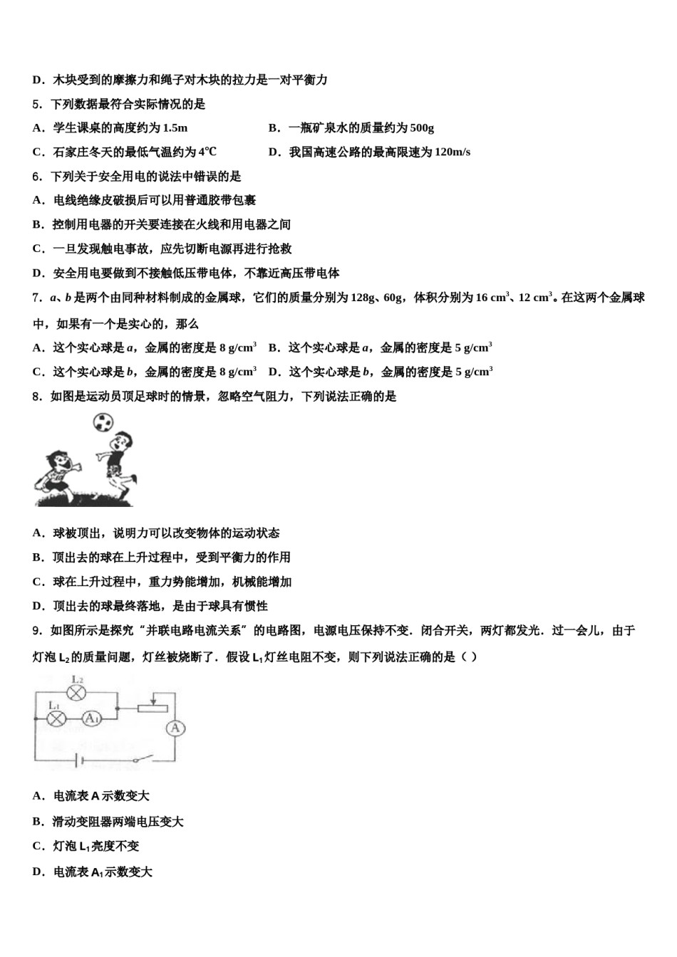 2023-2024学年重庆市鲁能巴蜀中学中考物理最后冲刺浓缩精华卷含解析.doc_第2页