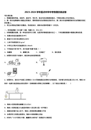 2023-2024学年重点中学中考物理仿真试卷含解析.doc