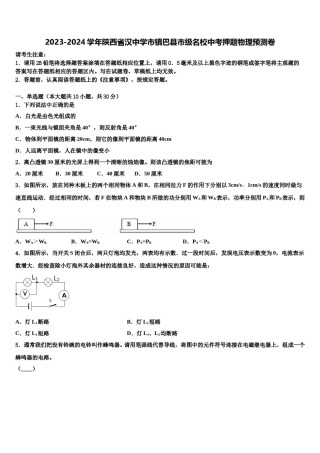 2023-2024学年陕西省汉中学市镇巴县市级名校中考押题物理预测卷含解析.doc