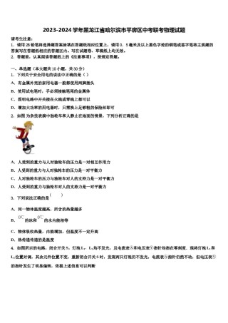2023-2024学年黑龙江省哈尔滨市平房区中考联考物理试题含解析.doc