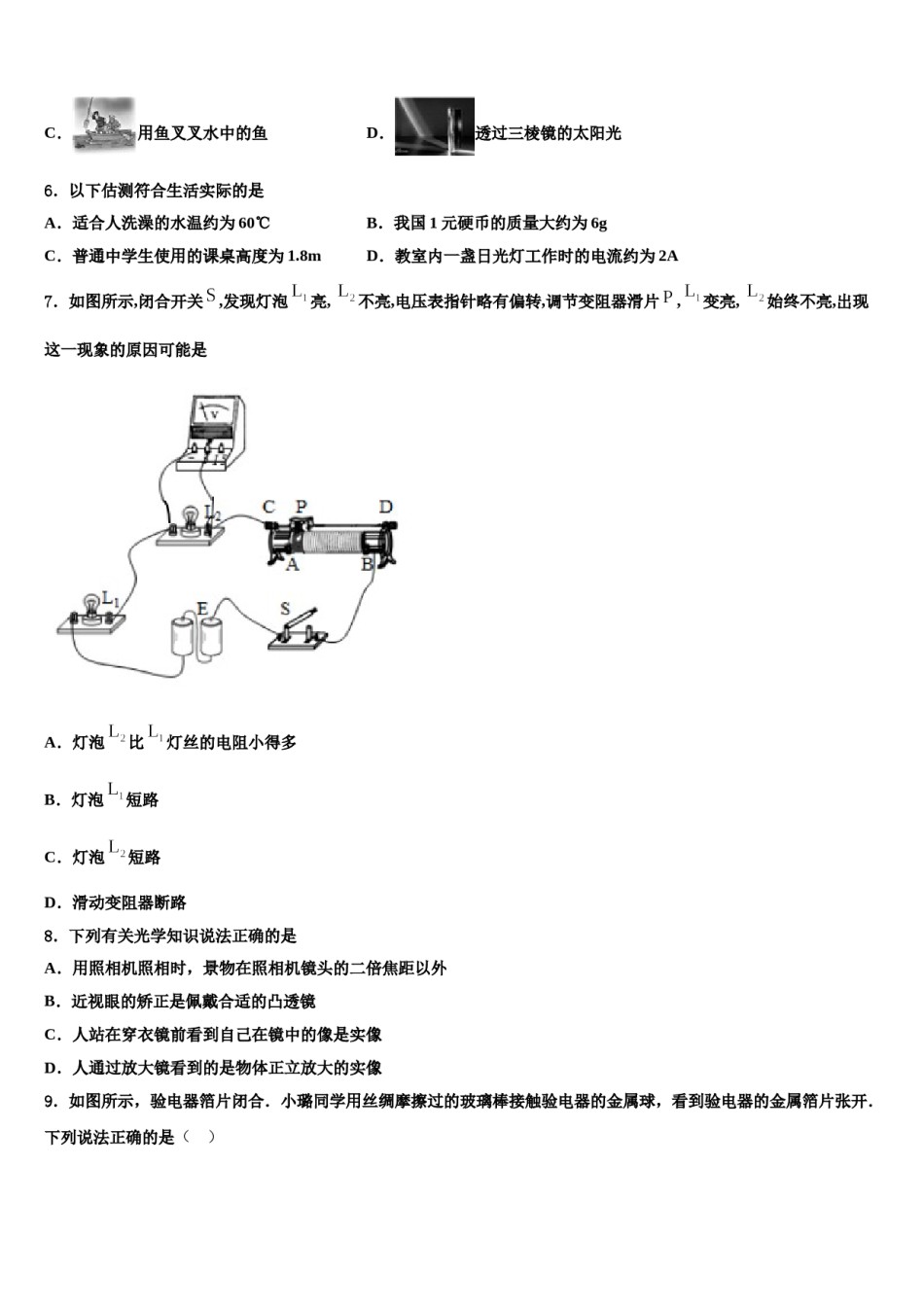 2023-2024学年黑龙江省哈尔滨市顺迈重点达标名校中考冲刺卷物理试题含解析.doc_第2页