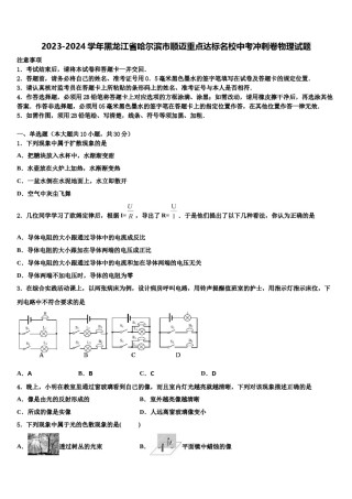 2023-2024学年黑龙江省哈尔滨市顺迈重点达标名校中考冲刺卷物理试题含解析.doc