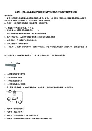 2023-2024学年黑龙江省黑河北安市达标名校中考二模物理试题含解析.doc