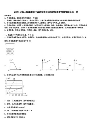 2023-2024学年黑龙江省龙东地区达标名校中考物理考前最后一卷含解析.doc