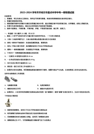 2023-2024学年齐齐哈尔市重点中学中考一模物理试题含解析.doc
