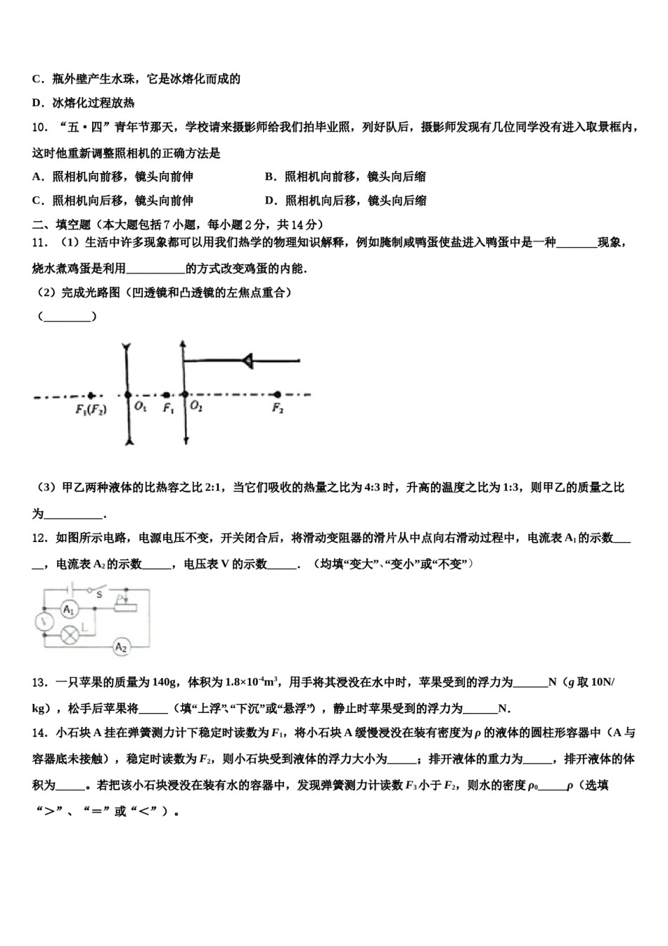 2024届【全国百强校首发】江西省南昌市第二中学中考试题猜想物理试卷含解析.doc_第3页