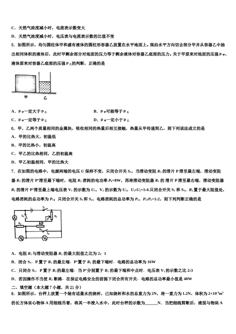 2024届上海市松江区达标名校中考物理最后一模试卷含解析.doc_第2页