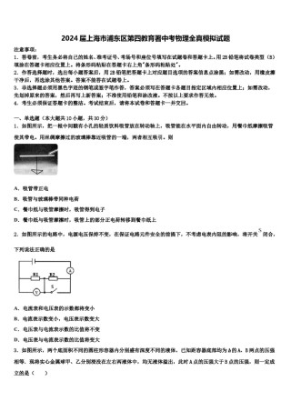 2024届上海市浦东区第四教育署中考物理全真模拟试题含解析.doc