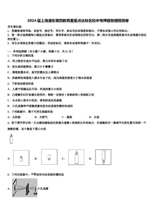 2024届上海浦东第四教育署重点达标名校中考押题物理预测卷含解析.doc