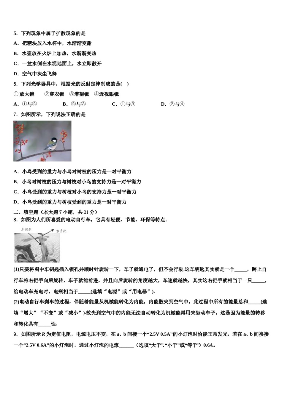 2024届上海第二初级中学中考适应性考试物理试题含解析.doc_第2页