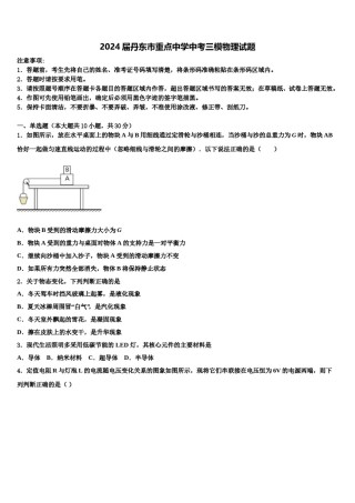 2024届丹东市重点中学中考三模物理试题含解析.doc
