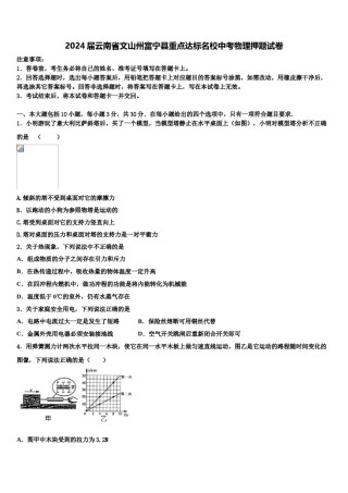 2024届云南省文山州富宁县重点达标名校中考物理押题试卷含解析.doc