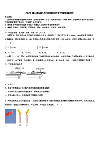 2024届云南省昭通市昭阳区中考物理模拟试题含解析.doc