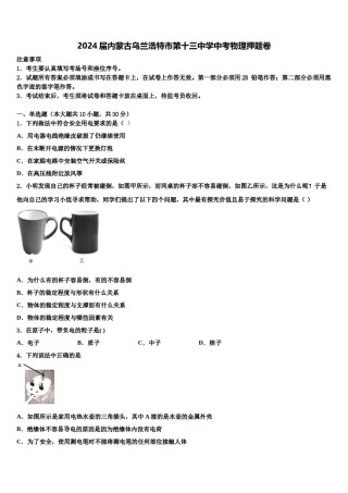 2024届内蒙古乌兰浩特市第十三中学中考物理押题卷含解析.doc