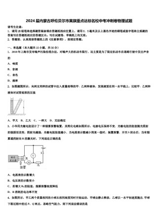 2024届内蒙古呼伦贝尔市莫旗重点达标名校中考冲刺卷物理试题含解析.doc