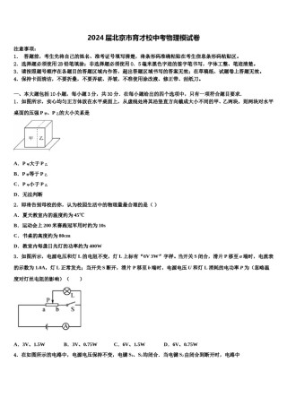 2024届北京市育才校中考物理模试卷含解析.doc