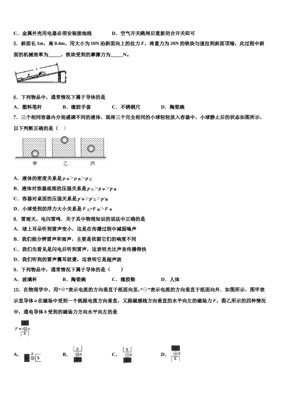 2024届北京师范大附属中学中考考前最后一卷物理试卷含解析.doc_第2页