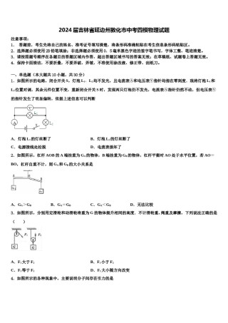 2024届吉林省延边州敦化市中考四模物理试题含解析.doc