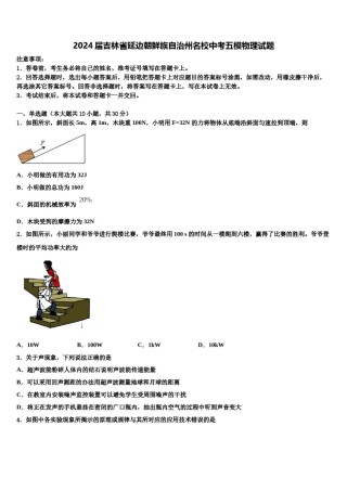 2024届吉林省延边朝鲜族自治州名校中考五模物理试题含解析.doc