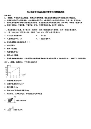 2024届吉林省长春市中考二模物理试题含解析.doc