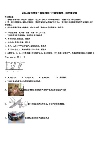 2024届吉林省长春绿园区五校联考中考一模物理试题含解析.doc