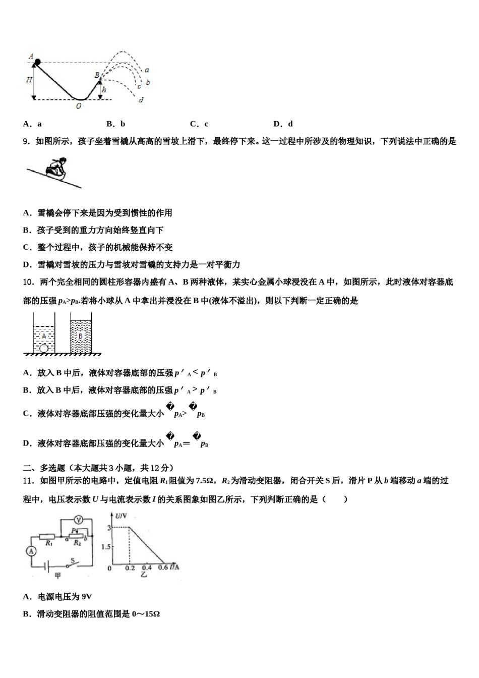 2024届四川成都市武侯区西蜀实验校中考物理模拟试题含解析.doc_第3页