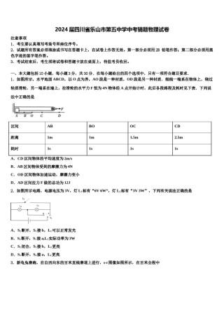 2024届四川省乐山市第五中学中考猜题物理试卷含解析.doc