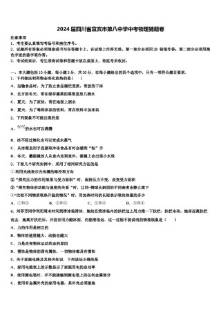 2024届四川省宜宾市第八中学中考物理猜题卷含解析.doc