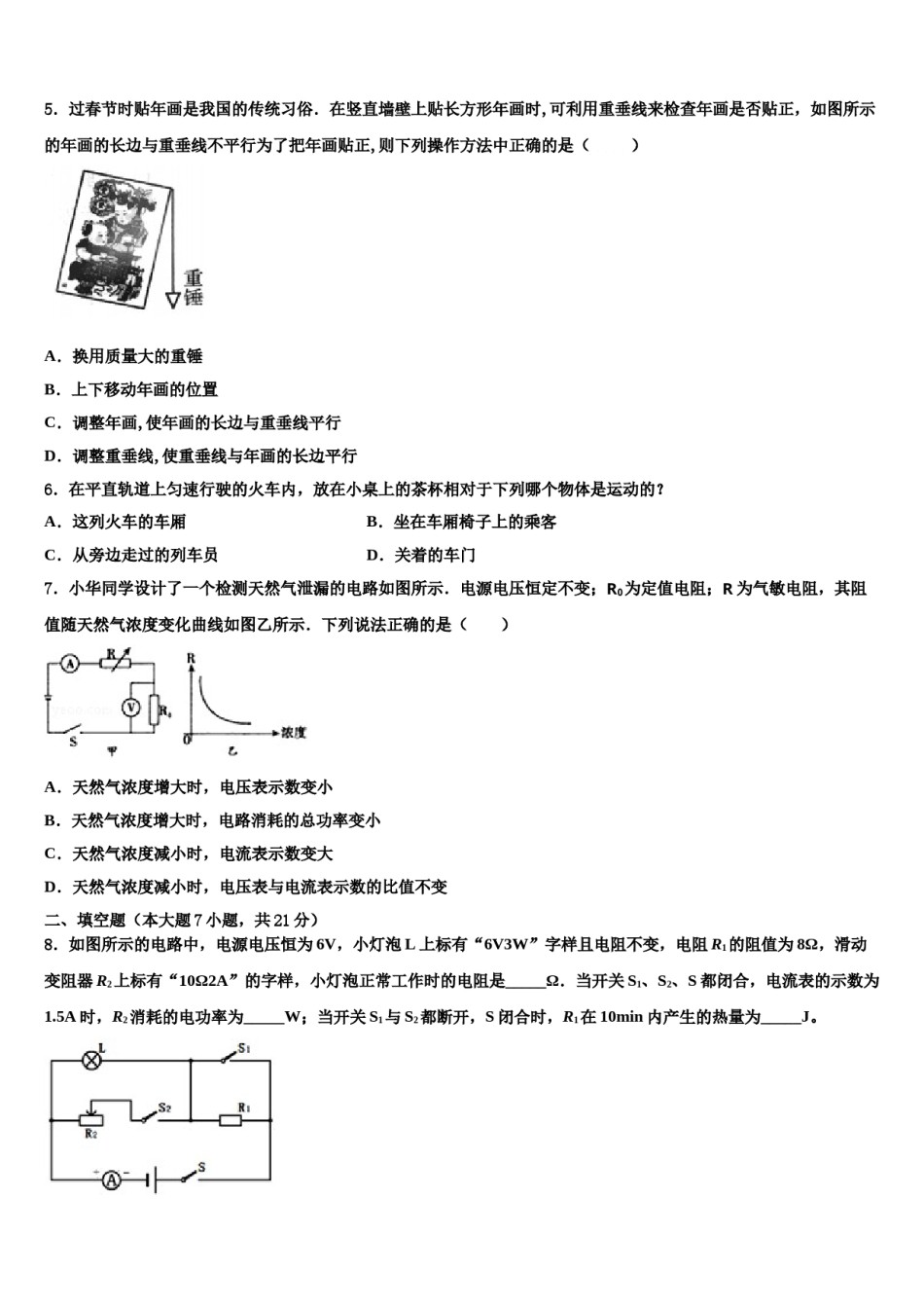 2024届四川省富顺县达标名校中考适应性考试物理试题含解析.doc_第2页