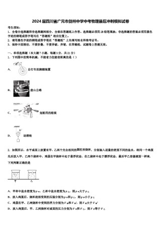 2024届四川省广元市剑州中学中考物理最后冲刺模拟试卷含解析.doc