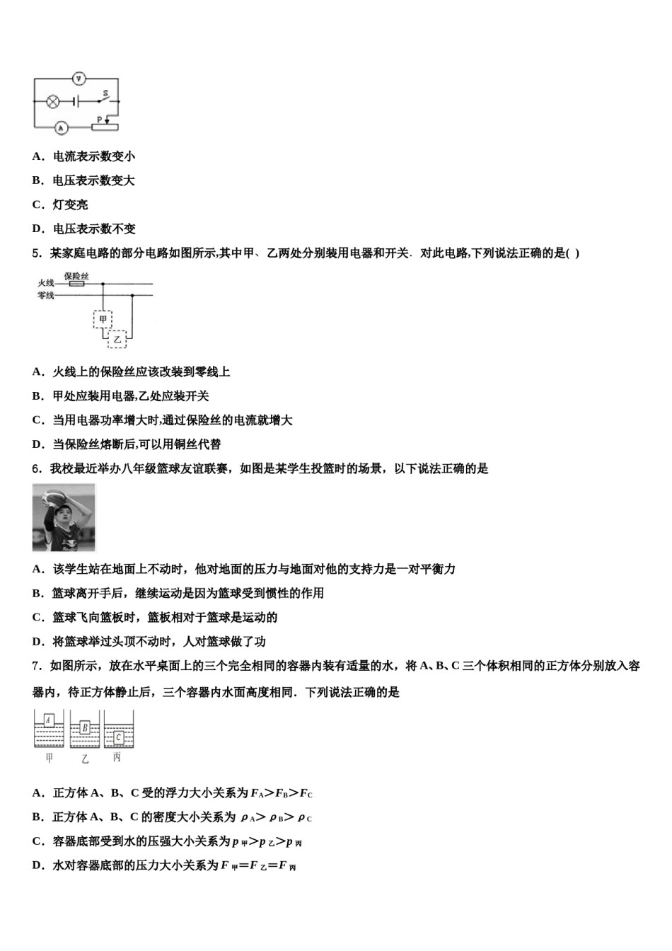 2024届四川省广安中学中考物理对点突破模拟试卷含解析.doc_第2页