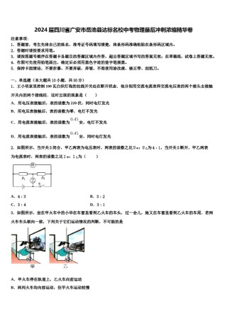 2024届四川省广安市岳池县达标名校中考物理最后冲刺浓缩精华卷含解析.doc