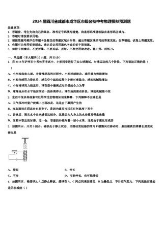 2024届四川省成都市成华区市级名校中考物理模拟预测题含解析.doc