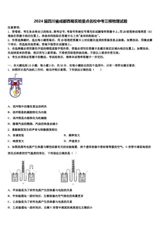 2024届四川省成都西蜀实验重点名校中考三模物理试题含解析.doc
